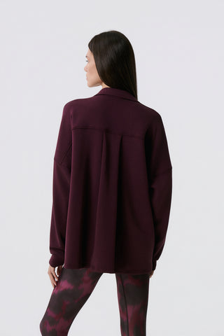 Scuba sweatshirt with polo collar | Burgundy