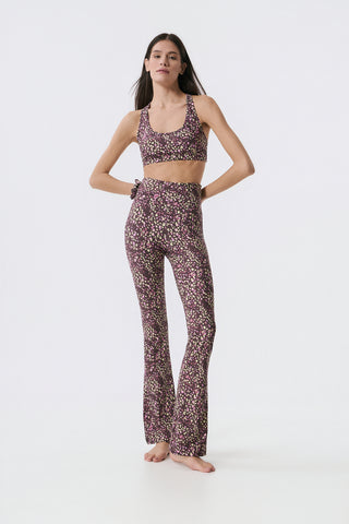 Aθλητικό κολάν με purple leopard print και τελείωμα καμπάνα | Πολύχρωμο