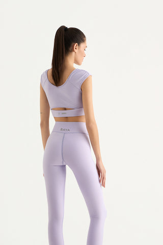 Sports bra with ruffles on the front | Violet