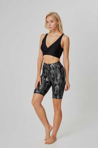Athletic biker with camouflage print | Black