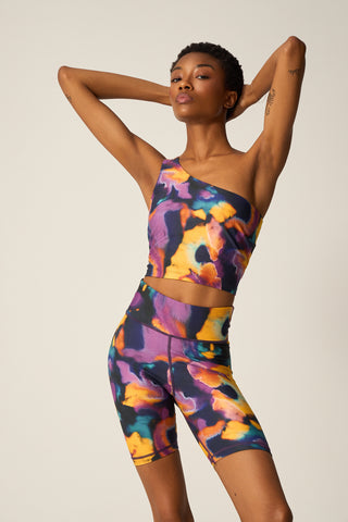 One-shoulder μπουστάκι με abstract batic print | Πολύχρωμο