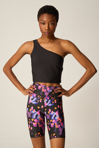 Aθλητικό biker κολάν με abstract floral print | Μωβ