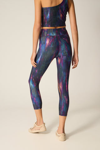 Aθλητικό crop κολάν με blue grunge print | Πολύχρωμο
