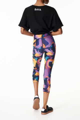 Aθλητικό crop κολάν με abstract batic print | Πολύχρωμο