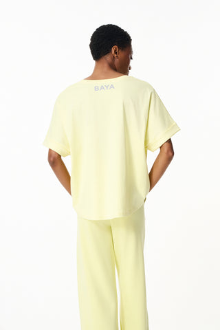 Αθλητική μπλούζα BASIC με logo στο πίσω μέρος | Κίτρινο