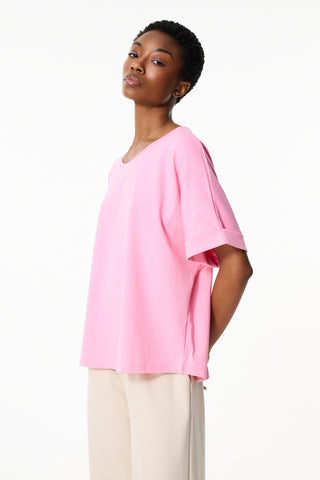 Αθλητική μπλούζα BASIC με logo στο πίσω μέρος | Ροζ