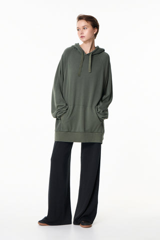 Chromatic long-sleeved hoodie | Khaki