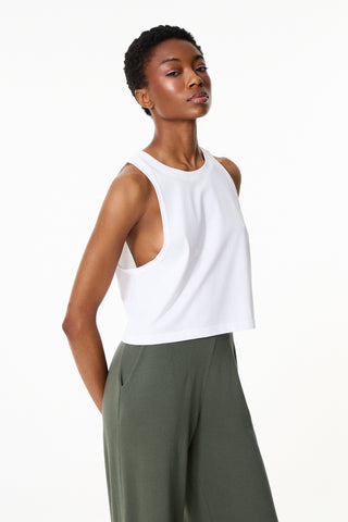 Sleeveless cropped top | White