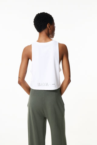 Sleeveless cropped top | White