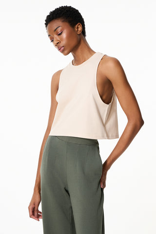 Sleeveless cropped top | Beige