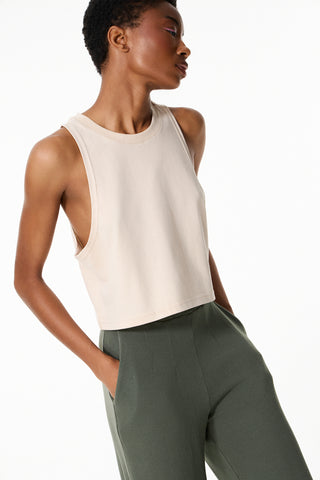 Sleeveless cropped top | Beige