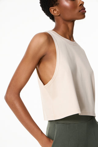 Sleeveless cropped top | Beige