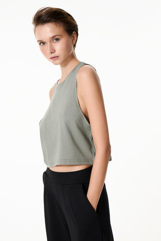 Αμάνικο cropped top | Χακί