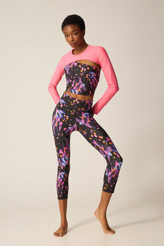 Aθλητικό crop κολάν με abstract floral print | Μωβ