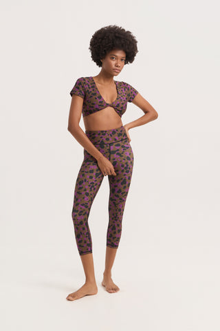 Aθλητικό crop κολάν με leopard spots print | Πολύχρωμο