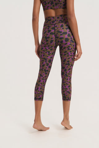 Aθλητικό crop κολάν με leopard spots print | Πολύχρωμο