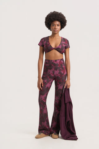 Aθλητικό κολάν με shadow floral print και τελείωμα καμπάνα | Πολύχρωμο