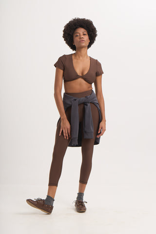 Aθλητικό crop κολάν SOFT TOUCH | Mocha