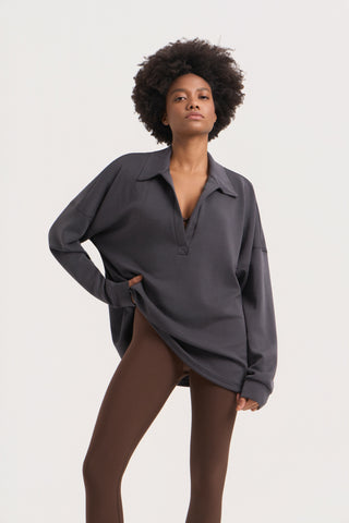 Φούτερ Scuba με polo γιακά | Shark Grey