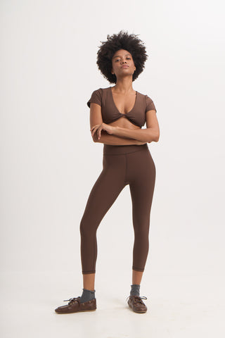 Aθλητικό crop κολάν SOFT TOUCH | Mocha