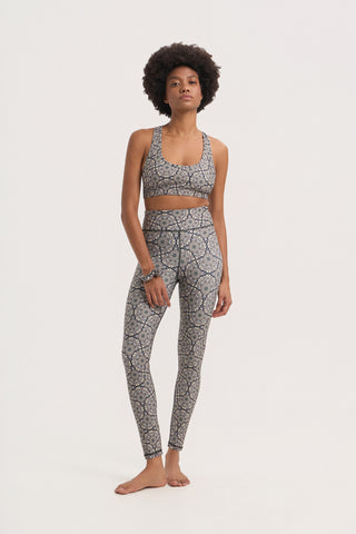 Floral mosaic print workout set | Black