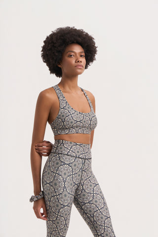 Σετ γυμναστικής με floral mosaic print | Μαύρο