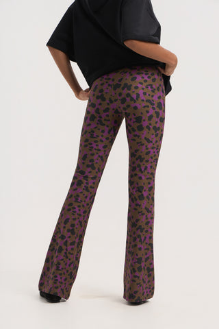 Aθλητικό κολάν με leopard spots και τελείωμα καμπάνα | Πολύχρωμο