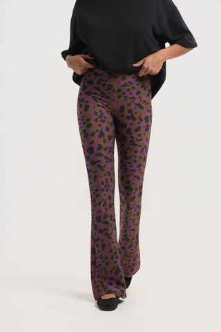 Aθλητικό κολάν με leopard spots και τελείωμα καμπάνα | Πολύχρωμο