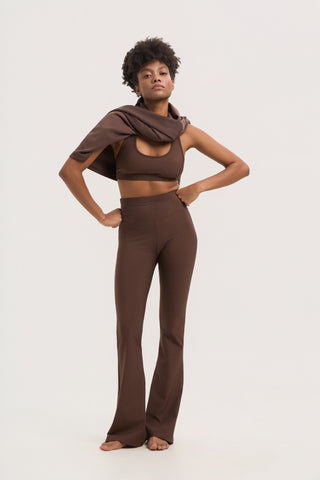 Aθλητικό κολάν SOFT TOUCH με τελείωμα καμπάνα | Mocha