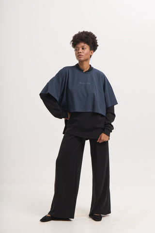 Αθλητικό Cropped Top  | Grey Blue