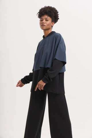 Αθλητικό Cropped Top  | Grey Blue