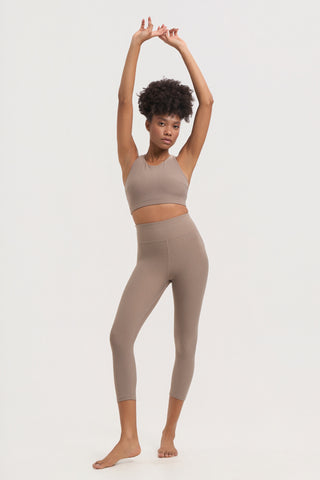 Aθλητικό crop κολάν DRY SHELL | Beige