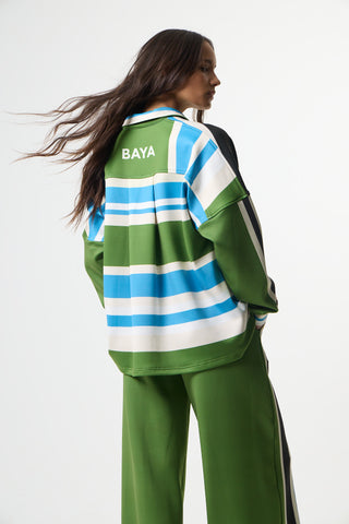 Scuba με polo γιακά και stripes | Πράσινο