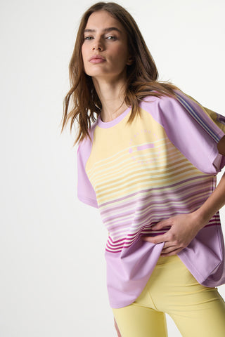 Αθλητικό T-Shirt με Ombre Stripes | Lilac
