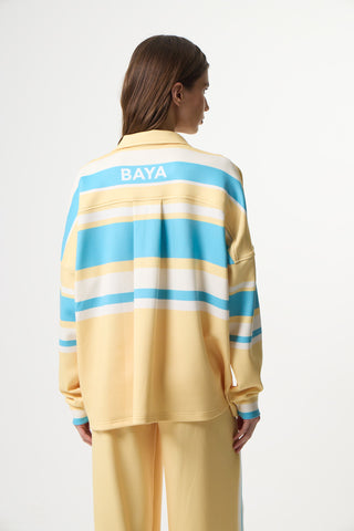 Scuba με polo γιακά και stripes | Butter Yellow