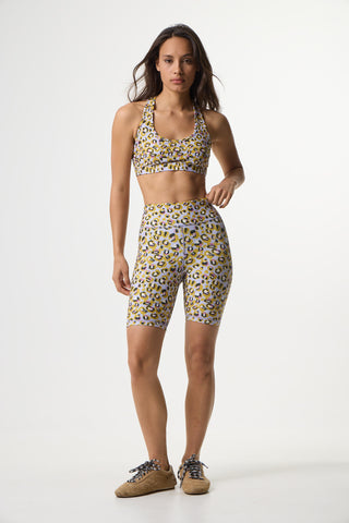 Aθλητικό biker κολάν με petal leopard print | Lilac