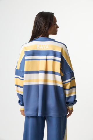 Scuba με polo γιακά και stripes | Μπλε