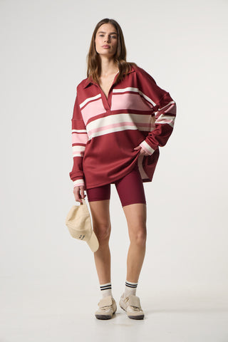 Scuba με polo γιακά και stripes | Burgundy