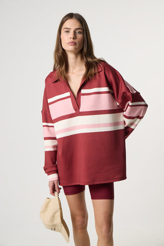 Scuba με polo γιακά και stripes | Burgundy