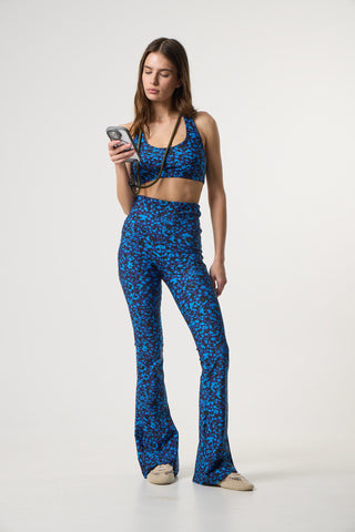 Κολάν καμπάνα με clouded leopard print | Μπλε