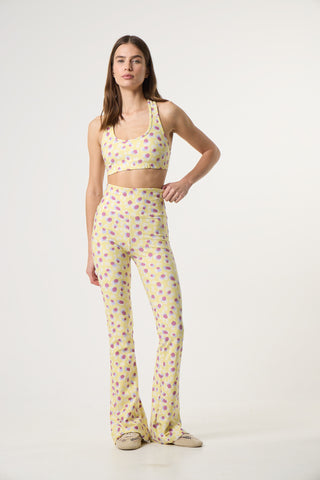 Κολάν καμπάνα με powder roar leopard print | Butter Yellow