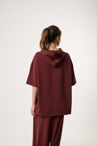 Casual Flow Sweatshirt με Κουκούλα | Wine