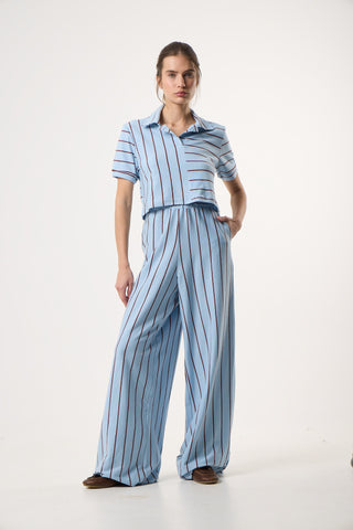 Top με Πόλο γιακά Daily Stripes | Powder Blue