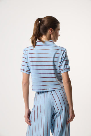 Top με Πόλο γιακά Daily Stripes | Powder Blue