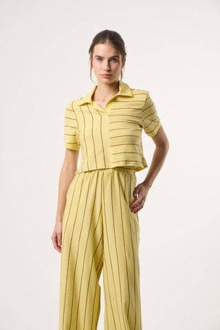 Top με Πόλο γιακά Daily Stripes | Butter Yellow