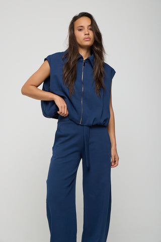 Σετ με Αμάνικο Jacket και Παντελόνι "It's Basic" | Μπλε Σκούρο