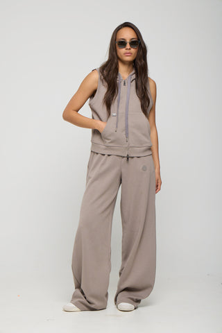 Σετ Αμάνικο Φούτερ και παντελόνι "It's Basic" | Beige