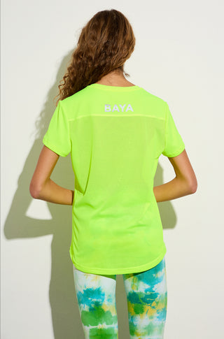 Short-sleeved MESH blouse | Neon Green