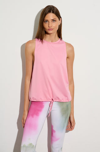 Aμάνικη MESH μπλούζα με σούρα στο τελείωμα | Ροζ