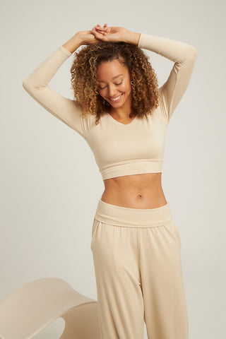 Mακρυμάνικο τοπ bamboo | Beige